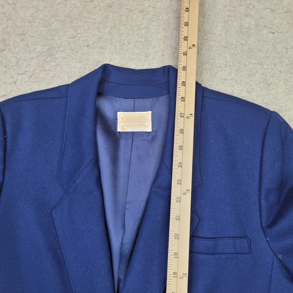 Vintage Pendleton 100% Wool Blazer Womens 14‎ Blue Double Breasted Made in USA - Picture 9 of 12